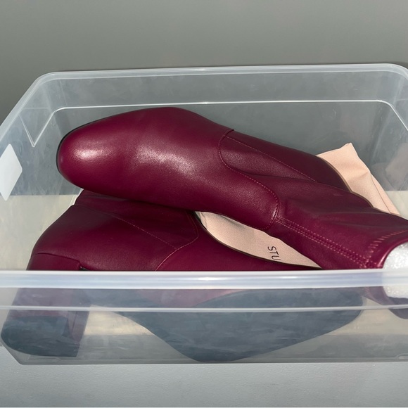 Stuart Weitzman Burgundy/Cranberry Heeled Boots. Stylish and comfortable. - Picture 11 of 12